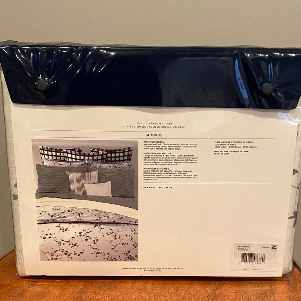 Ralph Lauren Black and White Floral Duvet Cover